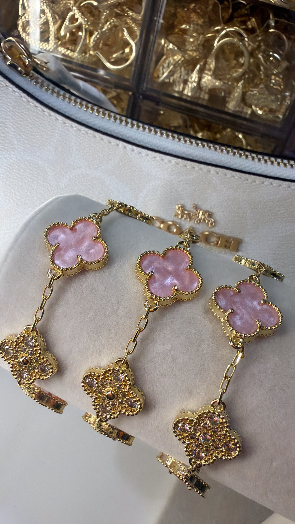 pink suerte bracelet.