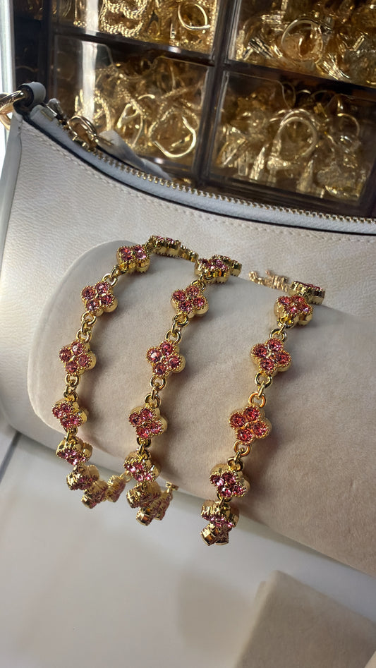 pink sparkly flower bracelet
