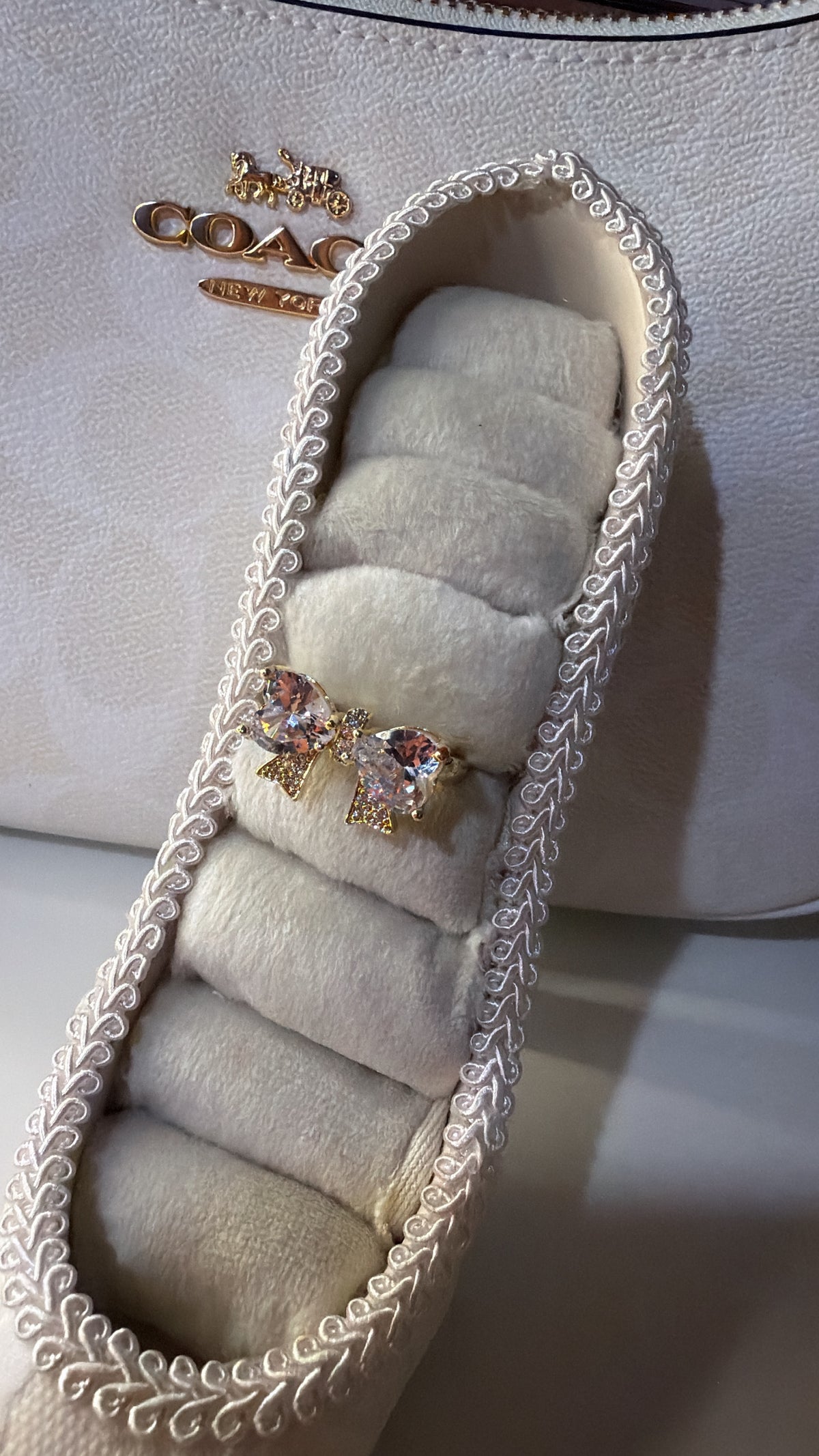 Coquette white ring