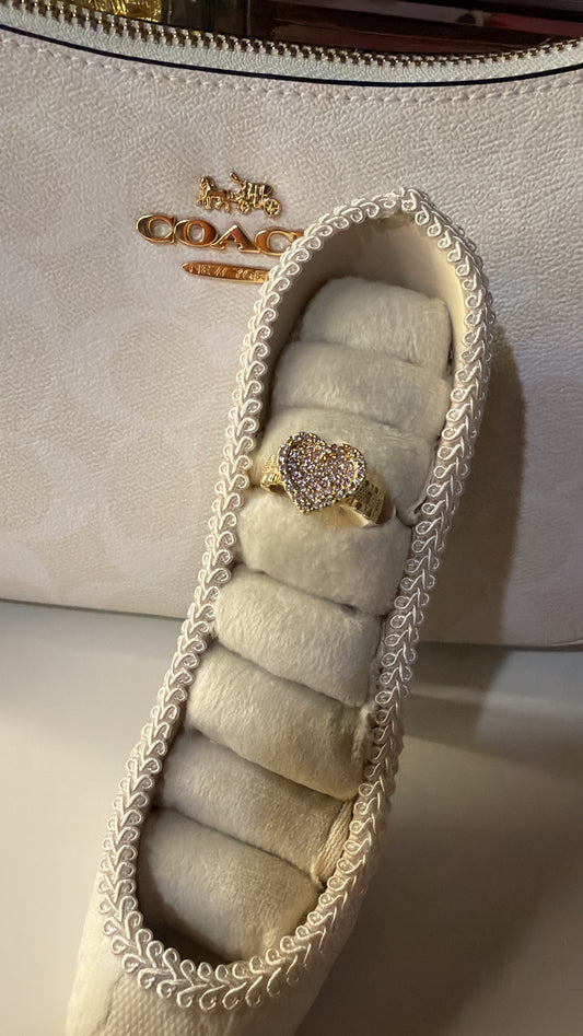 Pink heart diamond chain ring