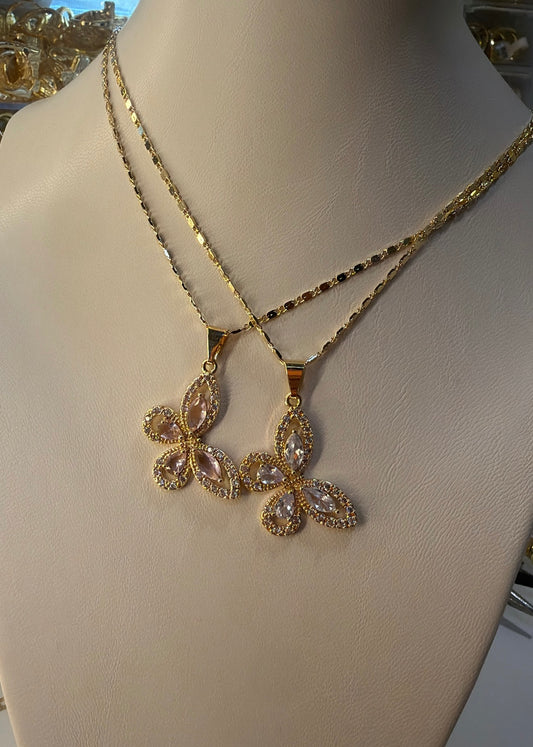 pink sparkly butterfly chain