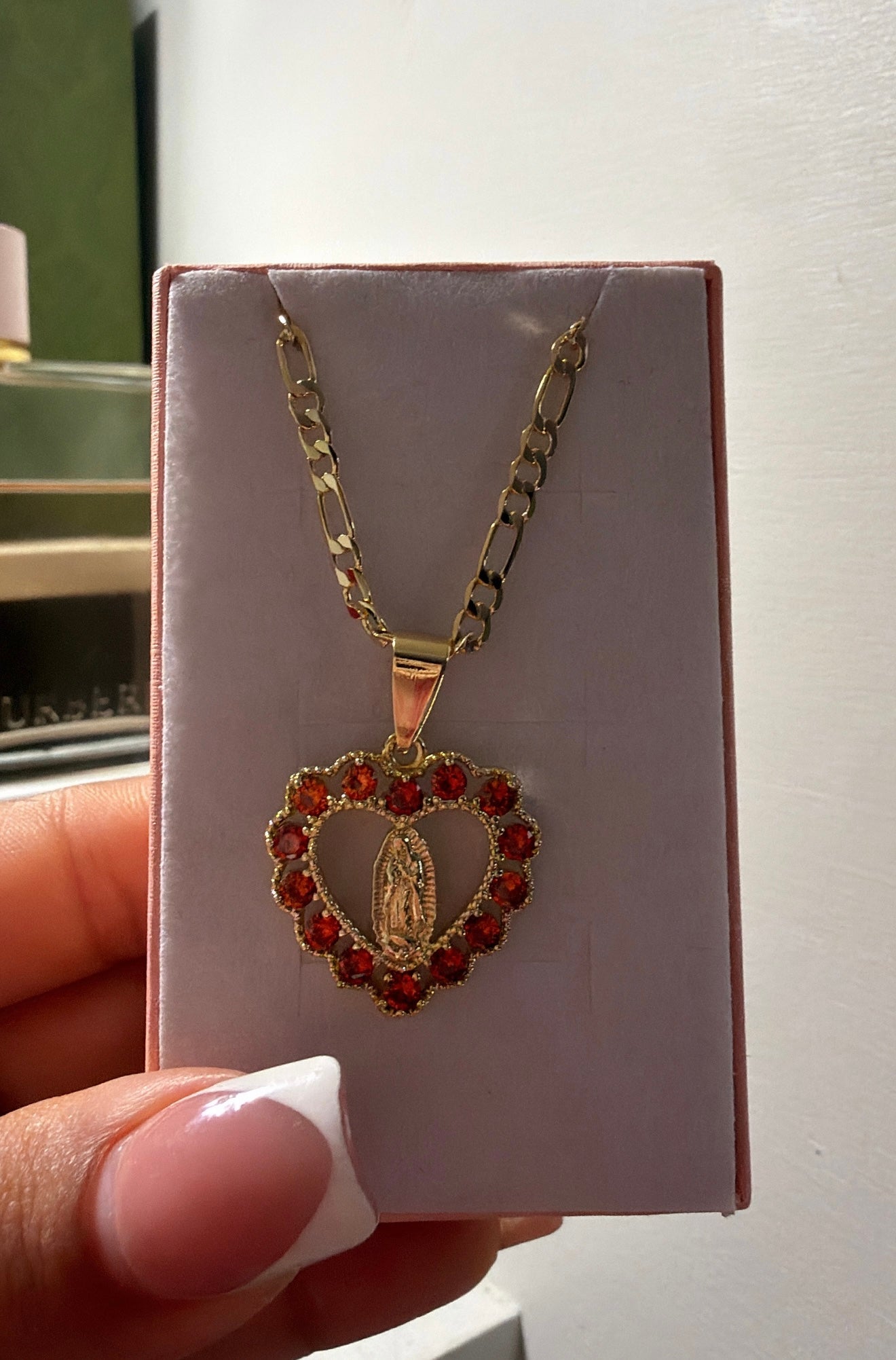 red lovely virgen necklace