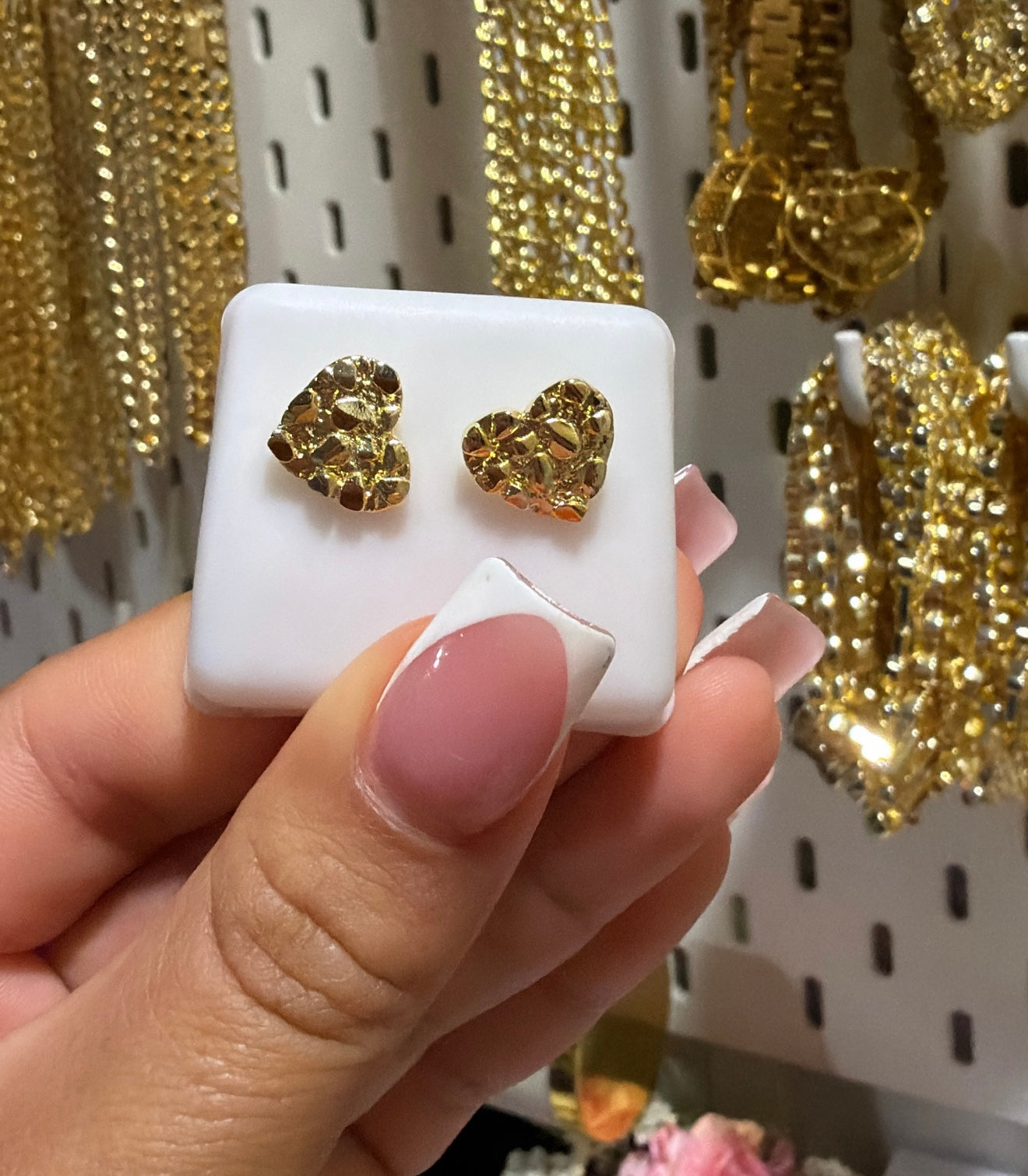 Heart nugget earrings (12’mm)