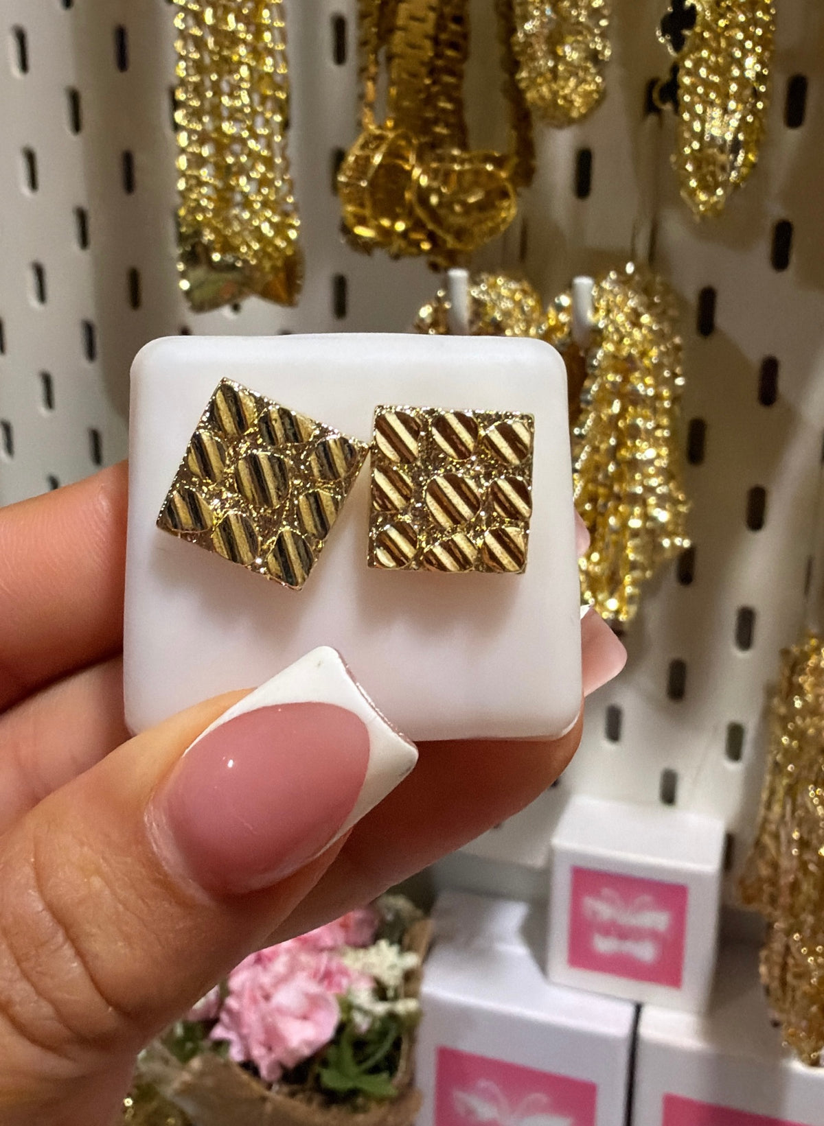 Square nugget earrings