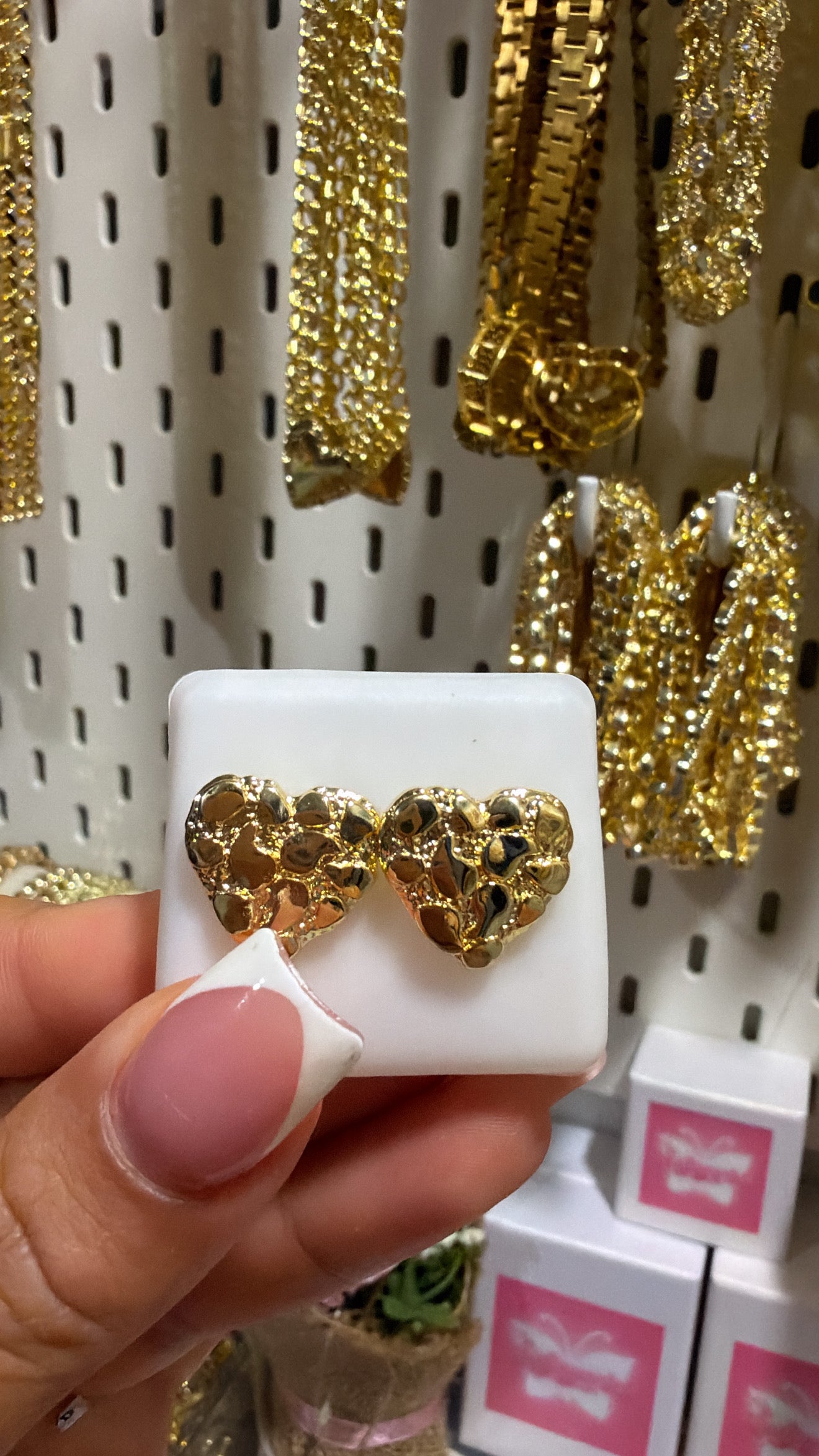 Large heart nugget earrings