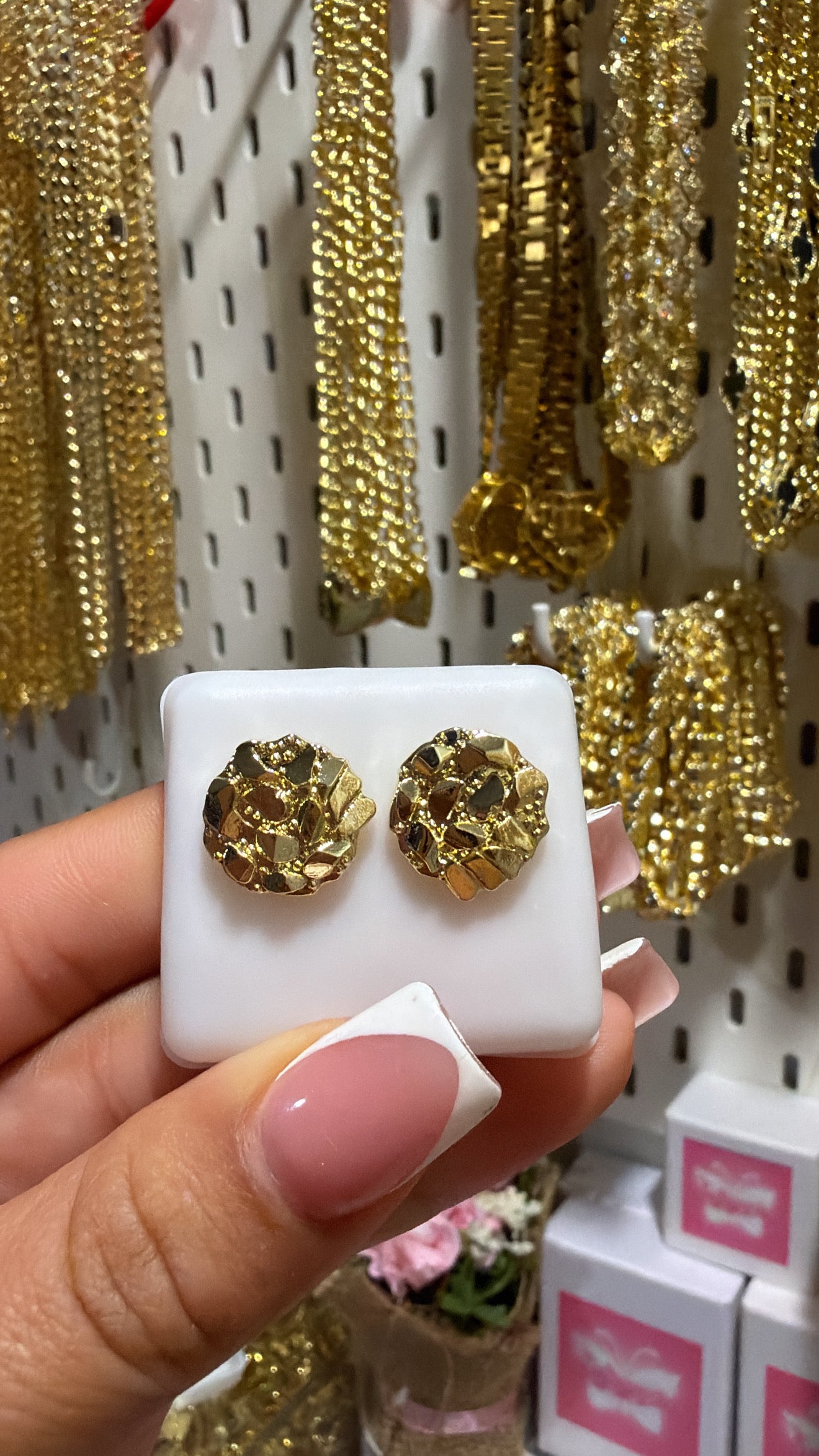 Circle nugget earrings (2)