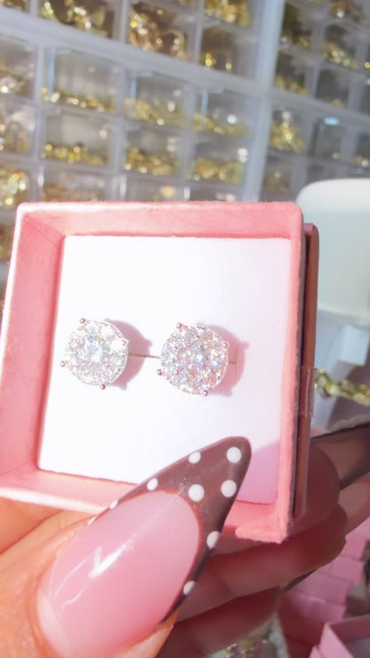 S925 VVS ROUND STONE EARRING